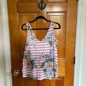 NWT Joules Darlie Red Stripe Floral tank with white button detail on back SZ 10